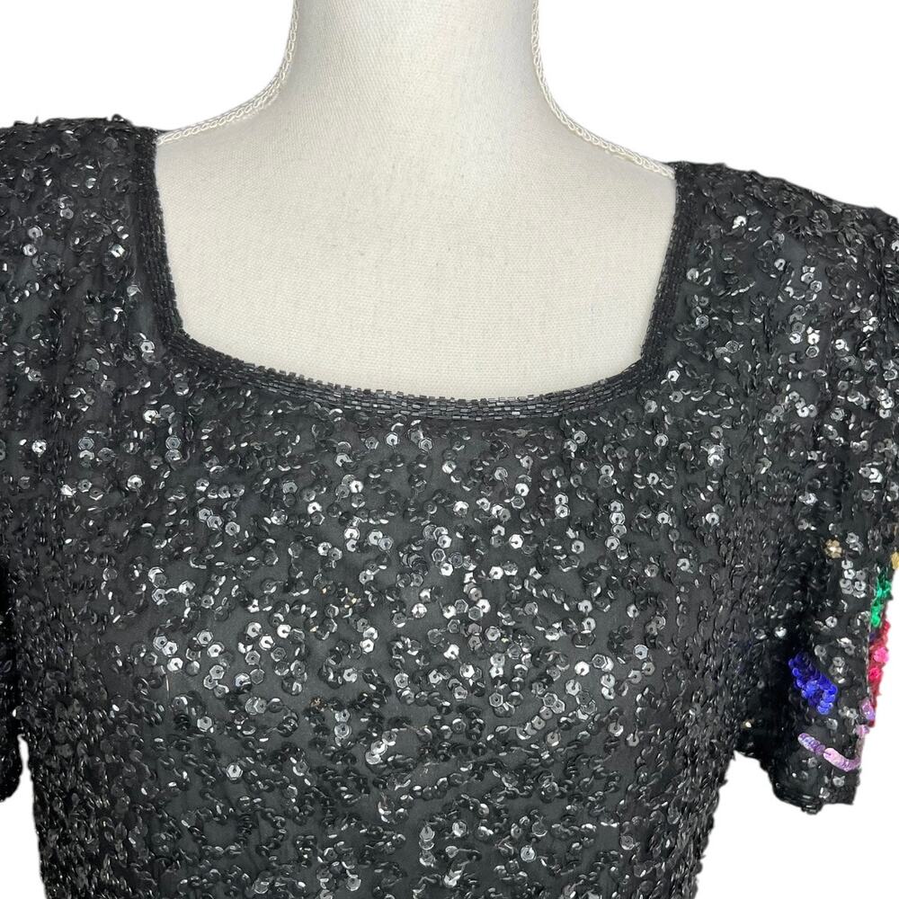 Laurence kazar vintage sequin New Year’s Eve mini dress multicolor size large - Picture 6 of 13